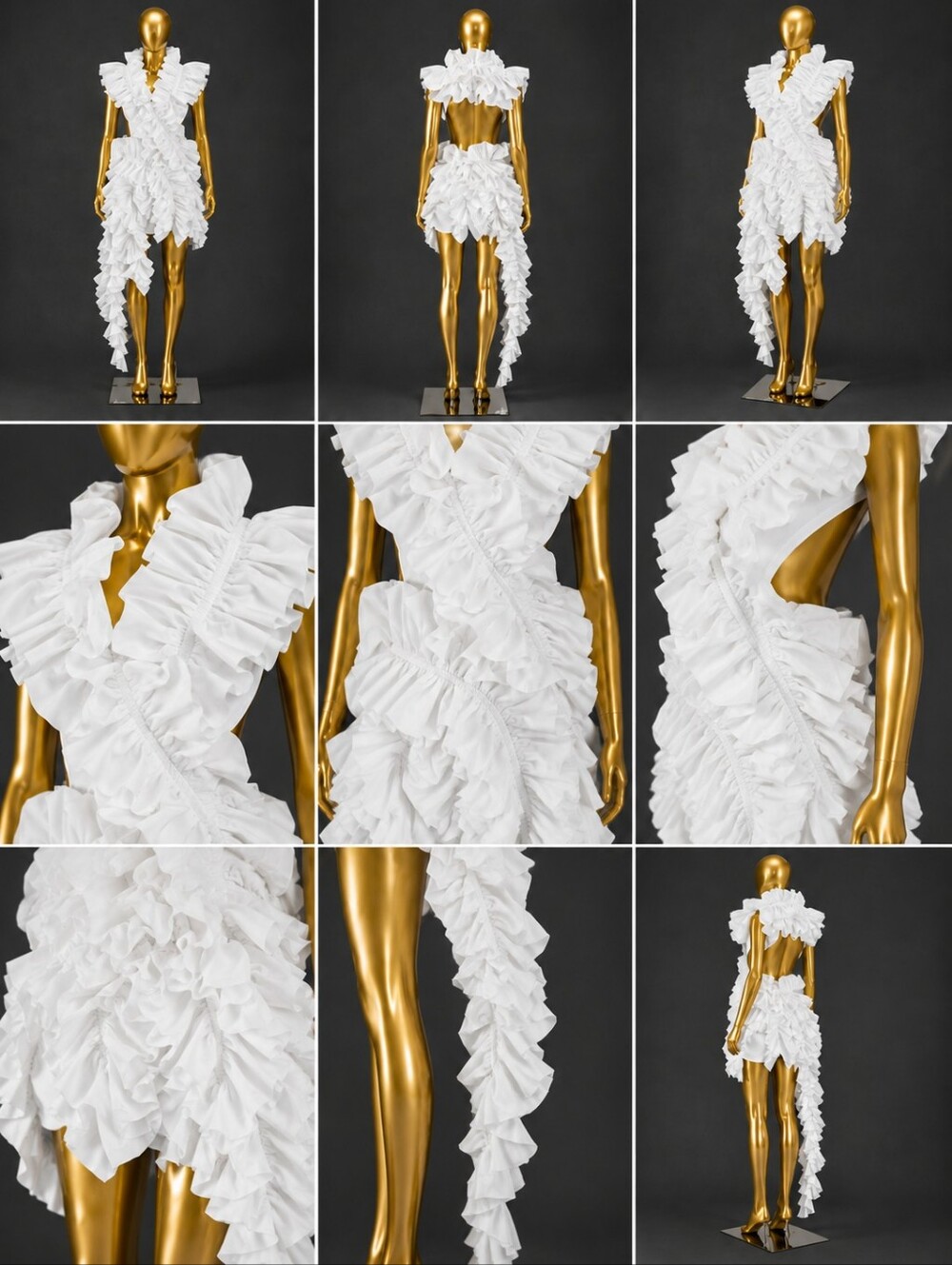 💋WHITE RUFFLLED BACKLESS DRESS!! - Picture 8 of 11